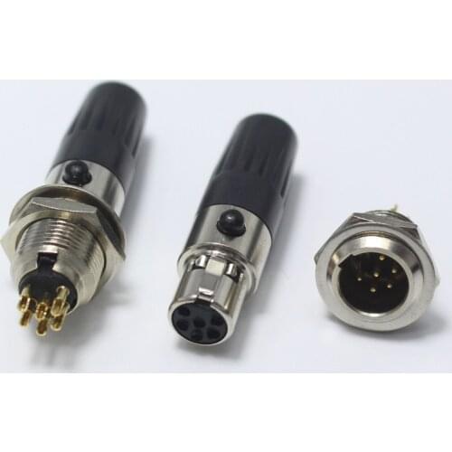 1pair Mini XLR 6 Pin Male jack + Female plug Small XLR 6P Audio Socket Microphone Connector MIC Adapter