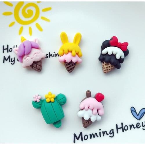 10pcs Cute Cartoon Ice Cream Mixed 3D Planar Resin Cabochon Charms DIY Jewelry Accessory Kawaii Pattern,10Yc17831