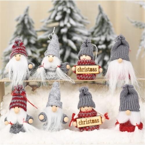 Merry Christmas 2pcs Christmas Tree Decoration Faceless Forest Elf Old Man Pendant 2021 New Year Christmas Decoration Xmas Gift