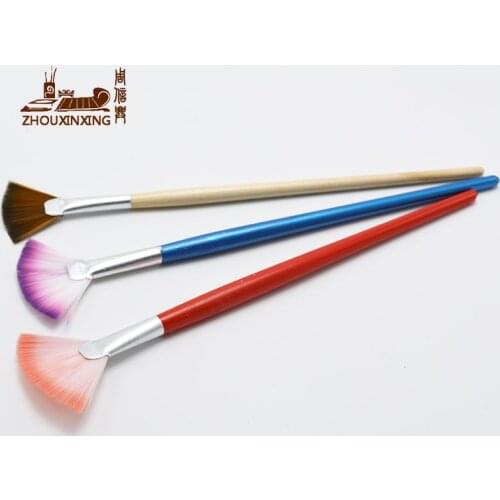 3pcs/Set Fan-shaped rainbow nylon hair brush short wood painting crafts for kids painting drawing art supplies
