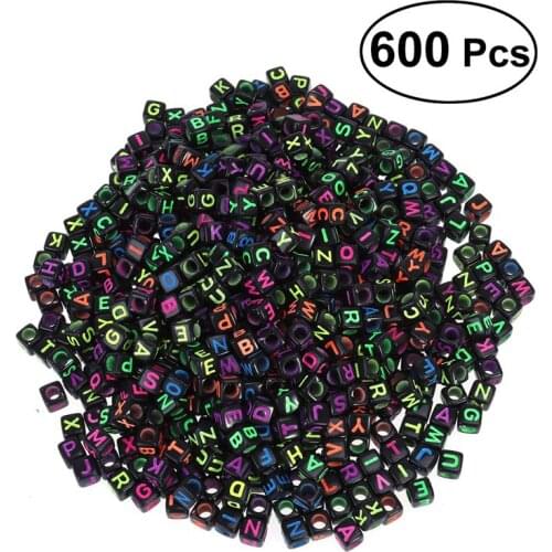 500/600/800Pcs 6mm DIY Beads Colorful Acrylic Alphabet Letter Cube Beads for Jewelry Making DIY Bracelets Necklaces Key Chains
