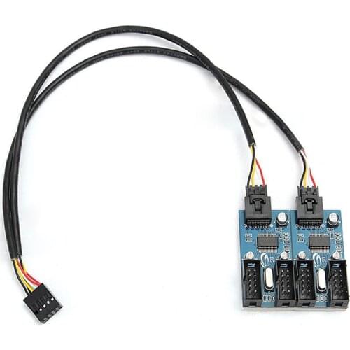 9pin USB header Male 1 to 2 Female Extension Cable Card Desktop 9-Pin USB HUB USB 2.0 9 pin Connector Adapter Port Multilier