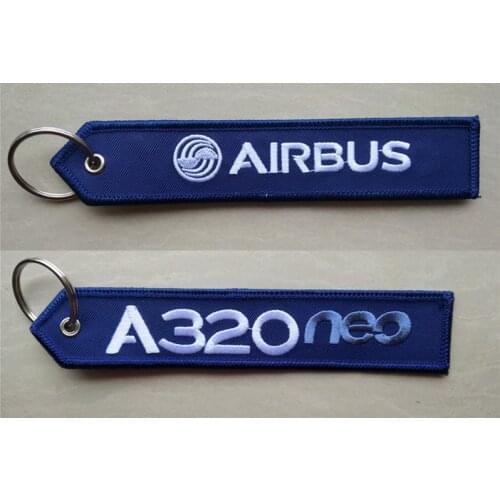 A320 Neo Airbus Logo Fabric Embroidery Keychain FOB Embroidered Key Chain