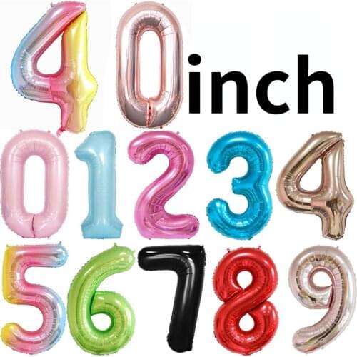 90cm Large Digital Aluminum Balloon 40inch Rose Gold/Silver/Pink/Blue/Gold/ Gradient Foil Helium Balloon Birthday Wedding Decor