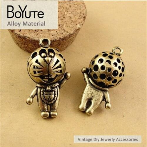 BoYuTe (10 Pieces /lot) 35*20MM Antique Bronze Plated Zinc Alloy Materials Hollow Fortune Cat Pendant for Jewelry Accessories
