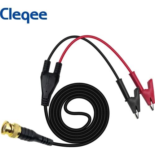 Cleqee P1061 Gold-plated BNC to Copper Alligator Clips Dual Crocodile Clamp to Q9 Plug Oscilloscope Test Lead 120cm Probe Cable