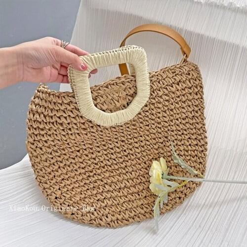 Designer Large Capacity Straw Bags for Women 2021 Wicker Woven Rattan Bag Handbag Tote Shoulder Bags Bali Beach Women Bag Purse