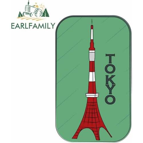 EARLFAMILY 13cm x 7.9cm for Tokyo Tower Slogan Cartoon Car Stickers Motorcycle Windshield RV Decal Anime Personality Car Styling