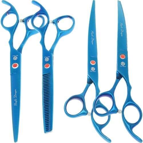 Purple Dragon 7.0" Professional Pet Grooming Scissors Hairdressing Cutting Thinning Shears Dog Cat Up/Down Curved Tijeras B0023B