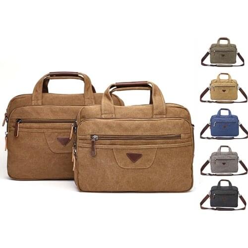 Canvas Unisex Casual One-shoulder Messenger Bag Laptop Bag Business Briefcase Notebook Bag