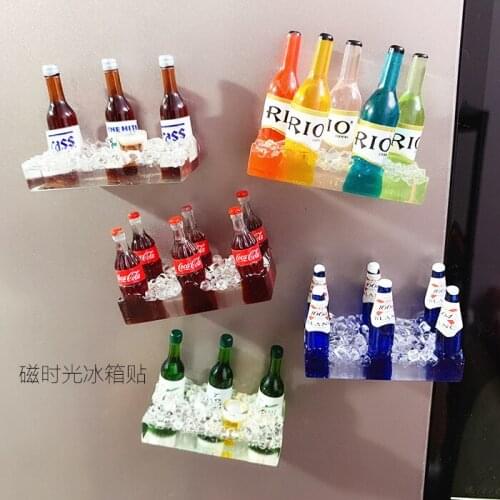 Simulation beer cola beverage three-dimensional summer home decoration magnetic stickers refrigerator stickers