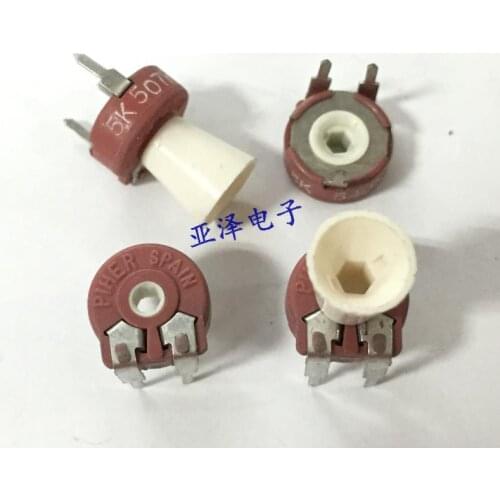 5PCS/LOT Imported original PIHER Spain trimmer potentiometer PT10-5K, horizontal adjustable resistor, six corner hole with handl