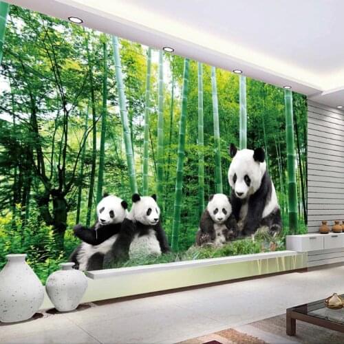 Chinese Panda Bamboo 3d Papel Animal Wallpaper Mural for Living Room Background 3d Wall Photo Murals Wall paper 3d Wall Stickers