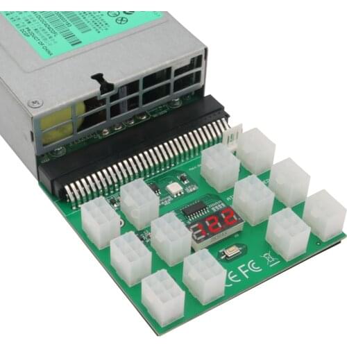 Profession Mining PCI-E Power Supply Breakout Board Adapter 12 Ports PCIe 6Pin GPU Graphics Card 1200W Server PSU Power Module