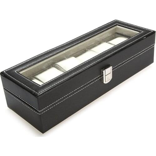 Watch Storage Case Window Organizer Box for Save 6 Wrist Watches Box Jewelry Display Case Storage Holder
