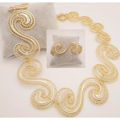 Kingdom Ma Gold Color Zinc Alloy Jewelry Set For Women Wedding Fashion Necklace Bracelet Sets Dress Accessories