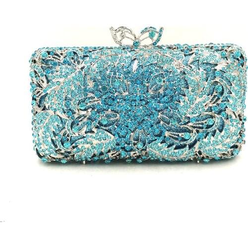 Bridal wedding party purse women evening party bag diamonds luxury maple leaf crystal clutch elegant flower crystal purse