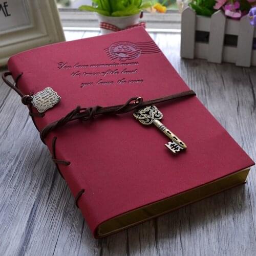 Mariyana Vintage Notebook Journal Diary Magic Key String Retro Leather Note Book Diary Notebook Leaf Leather Cover Blank