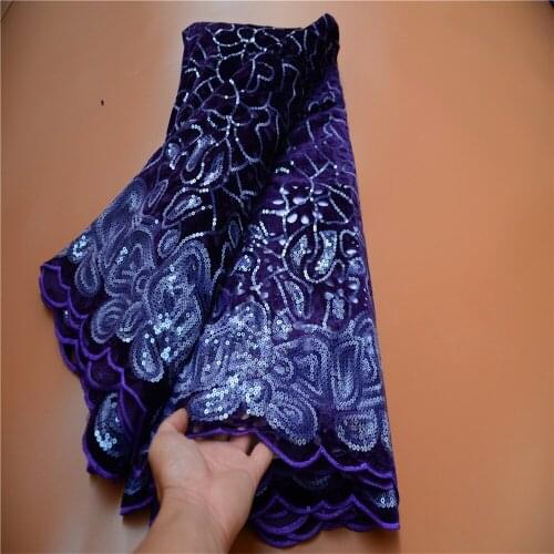 New Nigerian Sequin Lace Fabric Blue Embroidery 2021 High Quality African French Net Laces Fabrics 5 Yards FLP-1170