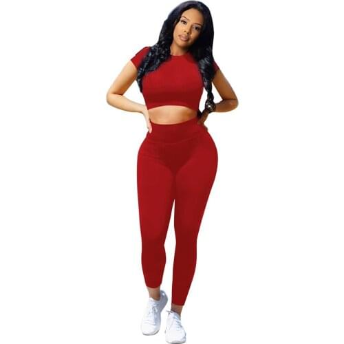 Summer New Commuting Casual Womens Wear T-Shirts Tight Long Pants Two Suits