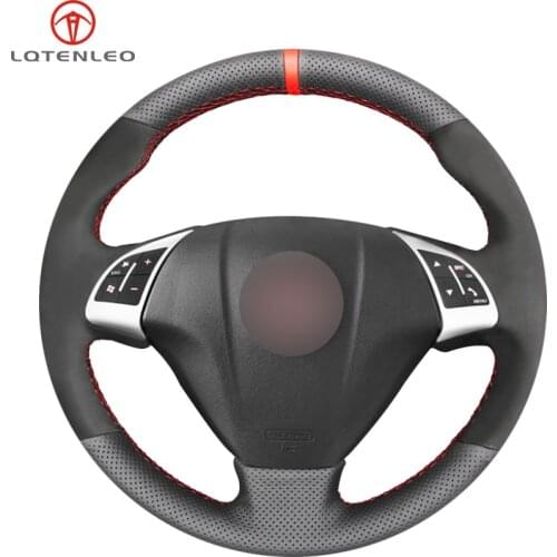 LQTENLEO Black Genuine Leather Suede Steering Wheel Cover For Fiat Punto Bravo Linea 2007-2019 Qubo Doblo 2008-2015 Grande Punto