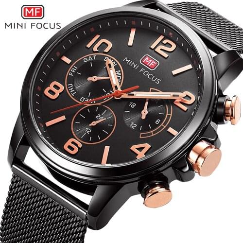 MINIFOCUS Mens Watches Fashion Casual Watch For Men Quartz Wrist Watches Sports Waterproof Leather Wrist Watch relojes hombre