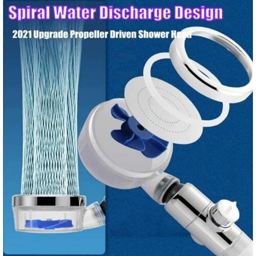 360 Rotating Shower Head Filter Water Saving With Turbo Fan ABS Rainfall High Pressure Spray Nozzle Massage Bathroom Accessories