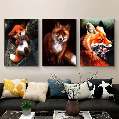 Interesting Fox Modern Animal Art Poster Wall Canvas Painting High Definition Picture Living Room Furniture Decoration Painting