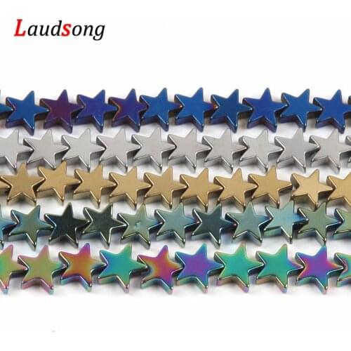 Natural Stone Hematite Beads Star Spacer Beads For Jewelry Making DIY Bracelet Necklace Accessories 15’’ 4 6 8mm Wholesale