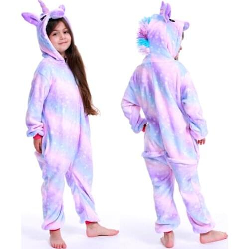 New Children Flannel Pajamas Winter Sleepwear Boys Onesies Girls Pajamas Sets Unicorn Stitch Panda Animal Pyjama Kids Homewear