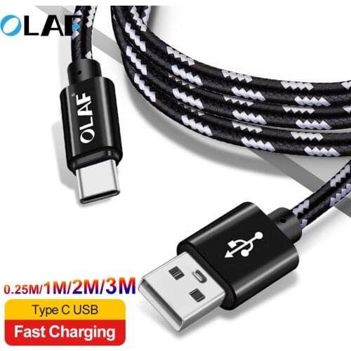 OLAF USB Type C Fast Charging USB C Cable Type-C 2.1 Data Cord USB Phone Charger Cables For Samsung S9 S8 Note 9 8 pocophone F1