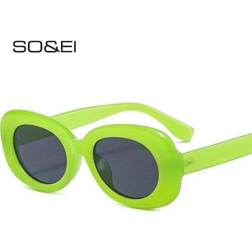 SO&EI Retro Oval Women Sunglasses Fashion Jelly Green Orange Eyewear Shades UV400 Trending Men Gradient Sun Glasses
