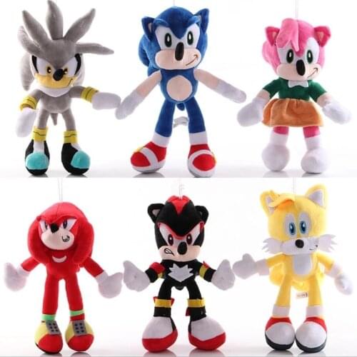 Sonic 6Styles Shadow Plush Toy 28CM Amy Rose Knuckles Tails Plush Doll Cute Soft Stuffed Plush Doll Birthday Gift For Children
