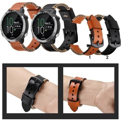 20mm 22mm Luxury Durable Leather Band Strap For Garmin Forerunner 645 645M 245 245M for Garmin Venu Sq Strap Watch Accessories