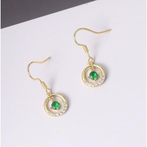 Drop Earrings For Women 2021 Retro Cute Hollow Micro-inlaid Green Zircon 3 Color Unusual Earing Wedding Bridal Jewelry E057