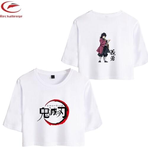 Demon Slayer 2019 Womens Fashion Short T-Shirt Clothes Trend Demon Slayer Womens New Print Fashion Cut Tops