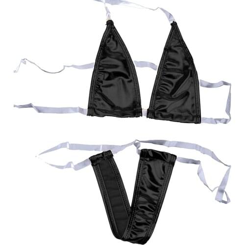 Women hot sexy lingerie 3 point sexy costumes backless erotic lingerie binding underwear pu leather costume pole dance dessous