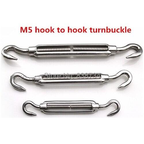 10pcs 304 stainless steel turnbuckle strainer fence wire tensioner hook to hook m5