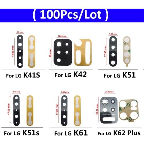 100Pcs/Lot, Rear Back Camera Glass Lens Cover For LG K41S K42 K51 k51S K61 K62 Plus With Adhesive Sticker
