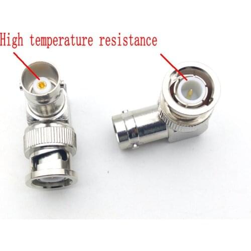2pcs 50 OHM High temperature resistance copper BNC Male Plug to Female Jack Angle 90 Degree Coaxial connector