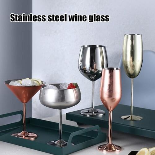2pcs Stainless Steel Wine Glasses Champagne Glasses Single-Walled Insulated Unbreakable Goblets Metal Stemmed Wine Tumblers