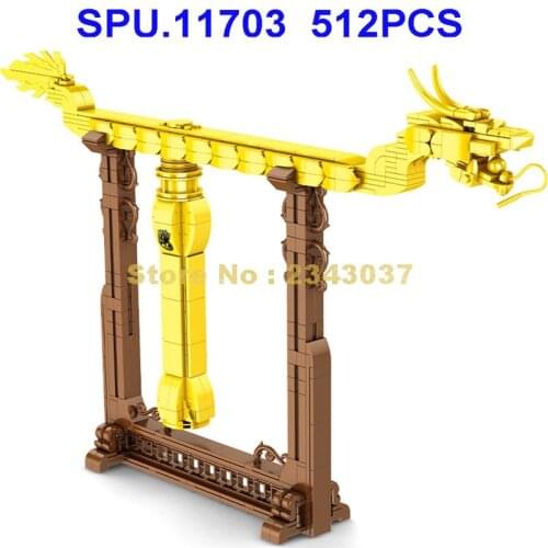 605102 512pcs Chinese Dragon With Shelf Building Blocks Toy