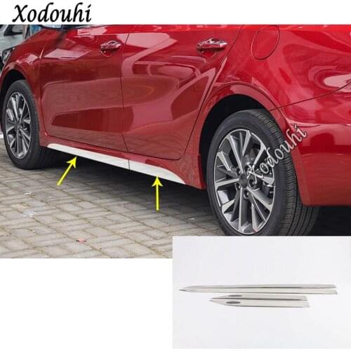 For Kia K3 Forte Cerato 2019 2020 Car Style Cover Stainless Steel Side Bottom Down Door Body Trim Stick Strip Lamp Molding 4pcs