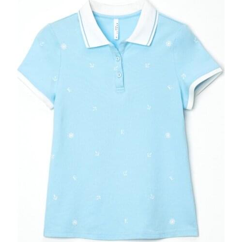 Baharcelin high quality Slim Polo Shirt Tops Girl Turn-down Collar Short Sleeve tops casual cute sweet Top clothes for woman