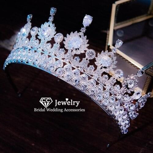 CC Crown Tiara Wedding Hair Accessories for Women Bridal Engagement Water Drop Shape Queen Crowns High Quality Hairwear CZ HS33