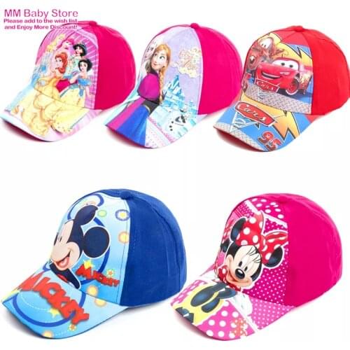 Children Hat 95 Cars Anna Elsa Mickey Minnie Dog Cartoon Baseball Cap Caps Baby Girls Boys Adjustable Kids Princess Hats