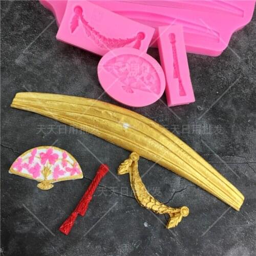 DIY Fan 3D Cake Border Silicone Mold Fondant Cake Decorating Tools Cake border lace Gumpaste Chocolate Moulds