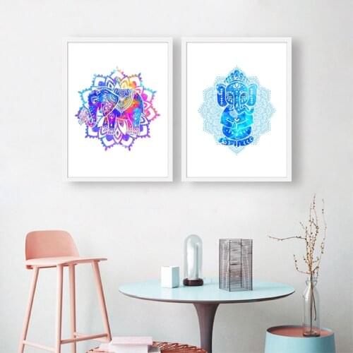 Ganesha Gods Watercolor Elephant Posters and Prints Hindu Gods Wall Art Canvas Painting Hinduism Decorative Pictures Home Decor