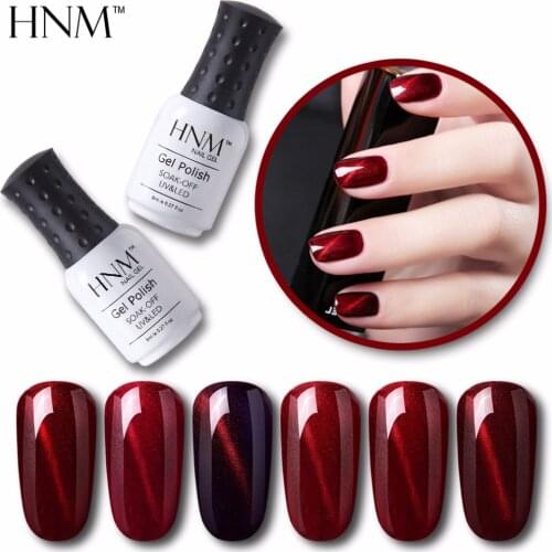 HNM 8ml Wine Red Cat Eyes Soak Off UV Gel Nail Polish Cat Eye Lucky Lacquer Stamping Hybrid Varnish Paint Gellak Gel Ink Enamel