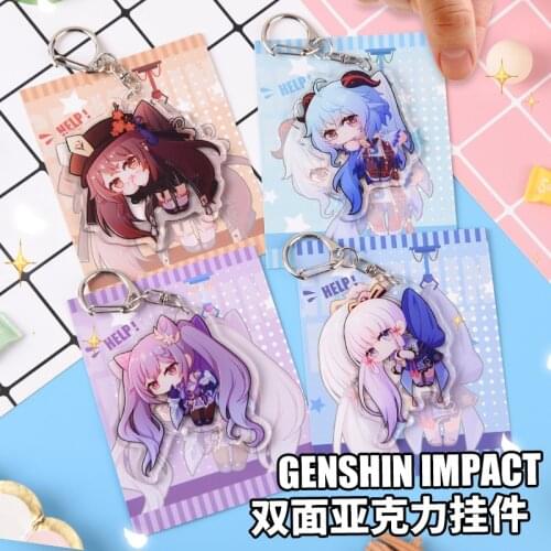 Game Genshin Impact Project Keqing Kinsen Klee Zhong Li Jean Anime Cosplay Acrylic Keychain Charm Bags Pendant Decor Toy Keyring